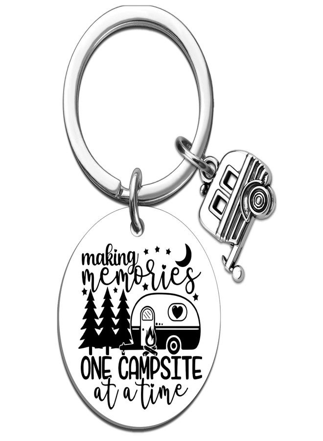 MOEXUKO Happy Camper Keychain Camper Decor Camping Gifts for Women Men Camping Accessories for RV Campers Camp Lovers Friends Birthday Christmas Gifts Campers Accessories Keyring - Image 1